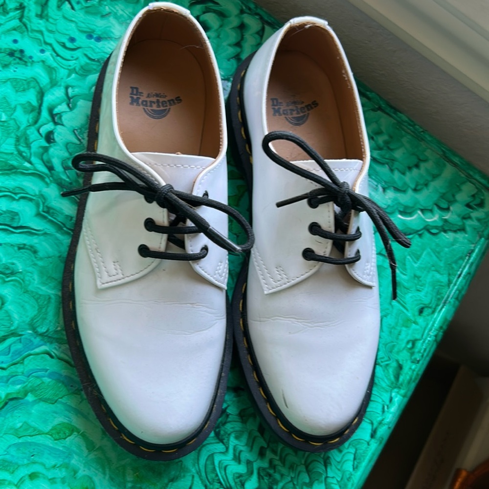 White lace up Doc Martens